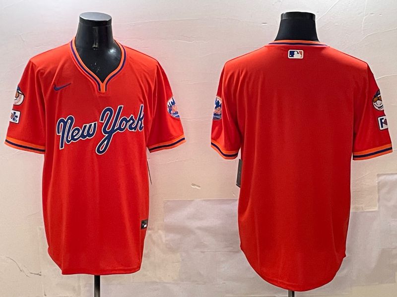 Men New York Mets Blank Orange Throwback Game 2025 Nike MLB Jersey style 3